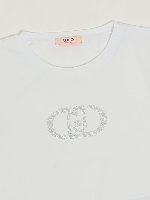 3. T-shirt fille en coton stretch Blanc Liu Jo ga6168js003