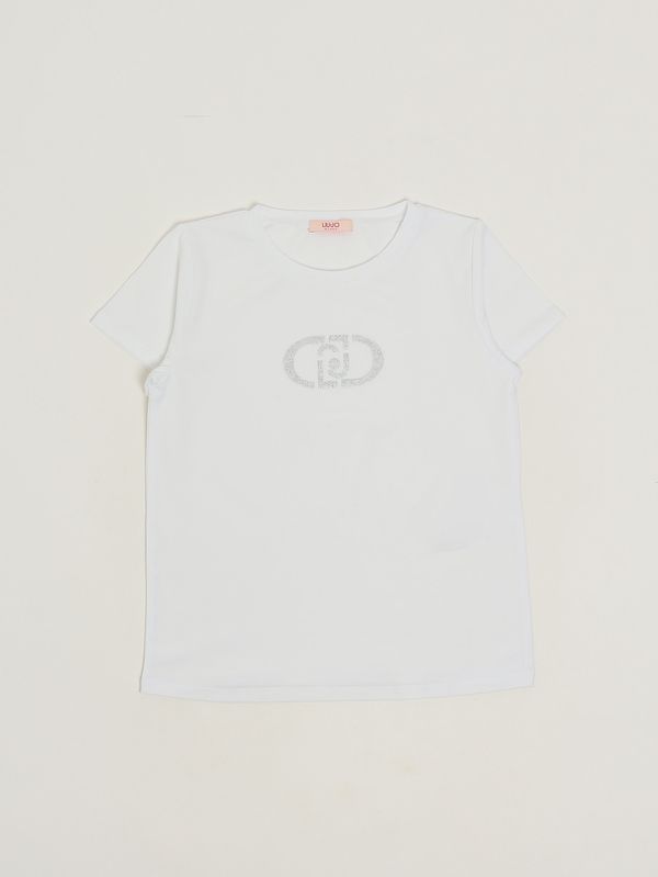 1. T-shirt fille en coton stretch Blanc Liu Jo ga6168js003
