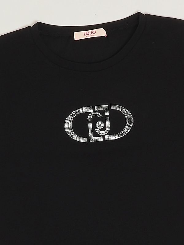 3. Camiseta de niña de algodón elástico. Negro Liu Jo ga6168js003