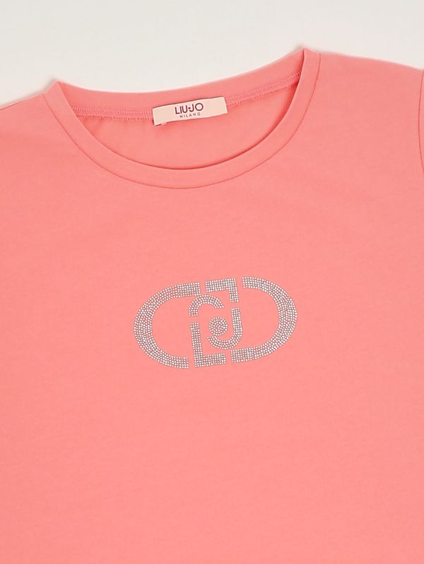 3. T-shirt fille en coton stretch Rose Liu Jo ga6168js003