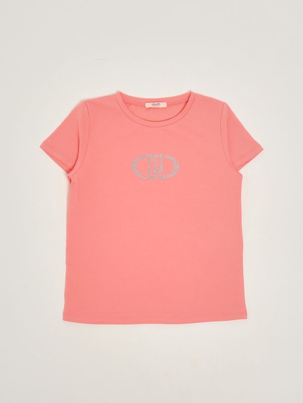 T-shirt bambina in cotone stretch Rosa Liu Jo
