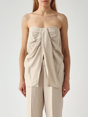1. Top donna June in misto viscosa e lino Ecrù
