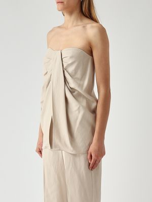 3. Top donna June in misto viscosa e lino Ecrù