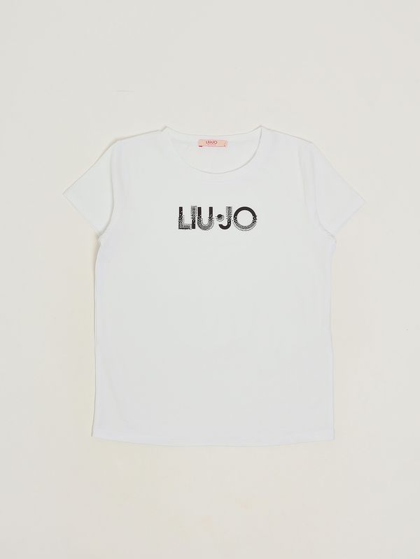 T-shirt bambina in cotone stretch Bianco Liu Jo