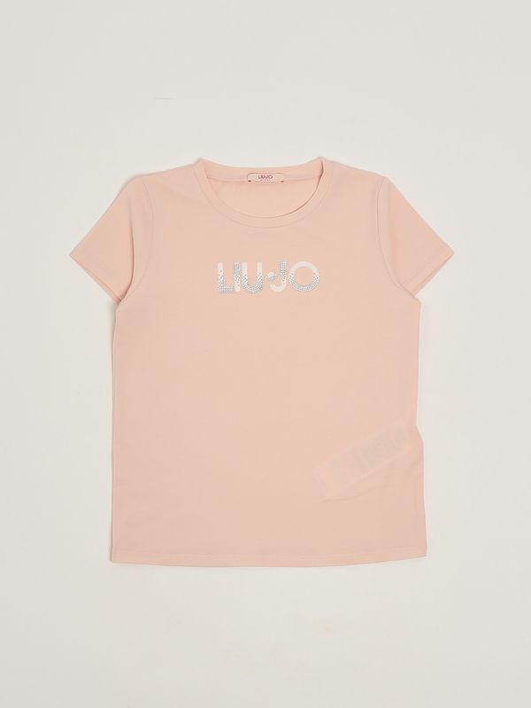T-shirt bambina in cotone stretch Rosa Liu Jo