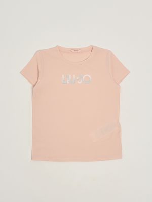 1. Mädchen-T-Shirt aus Stretch-Baumwolle Rosa