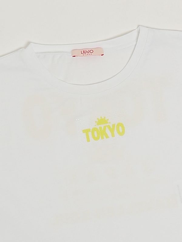 3. T-shirt bambina in cotone stretch Bianco-Giallo Liu Jo ga6183js003