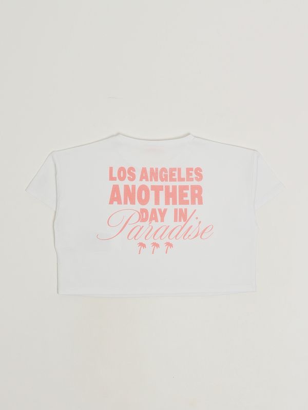 2. T-shirt bambina in cotone stretch Bianco-Rosa Liu Jo ga6183js003