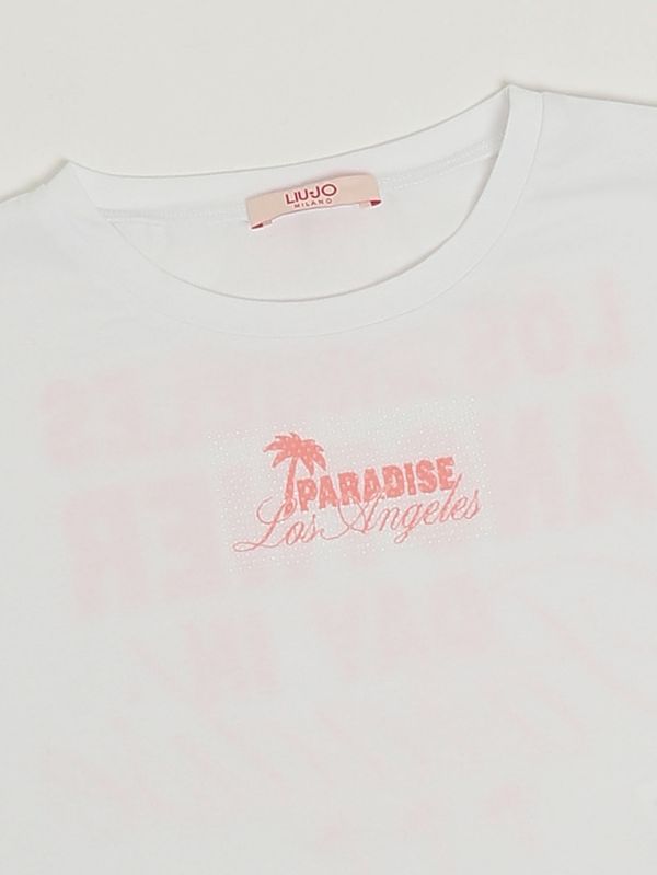 3. T-shirt bambina in cotone stretch Bianco-Rosa Liu Jo ga6183js003