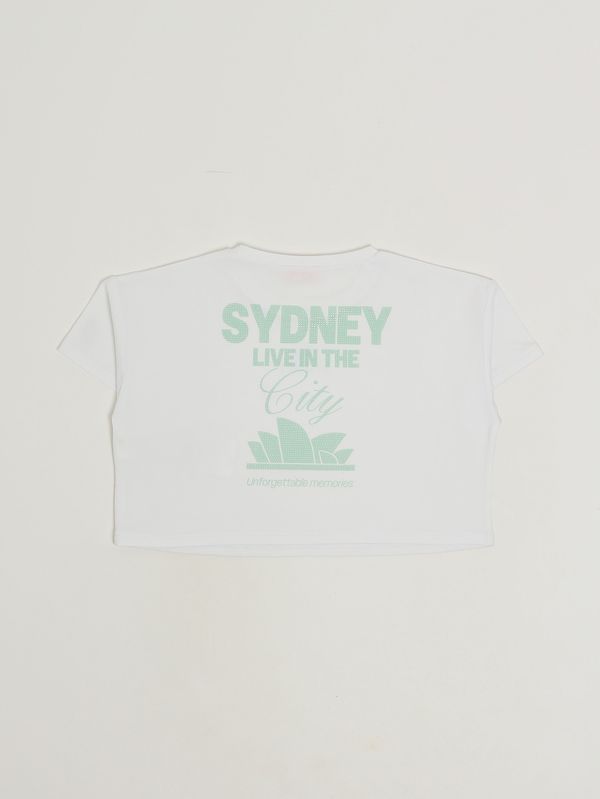 2. Camiseta de niña de algodón elástico Blanco-Verde Liu Jo ga6183js003