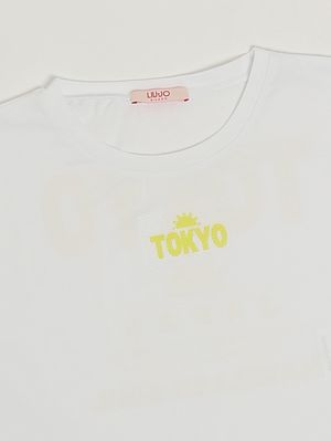 3. T-shirt bambina in cotone stretch Bianco-Giallo