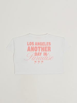 2. T-Shirt für Mädchen aus Stretch-Baumwolle Weiß-Rosa