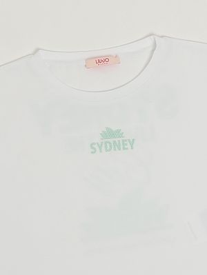3. Camiseta de niña de algodón elástico Blanco-Verde