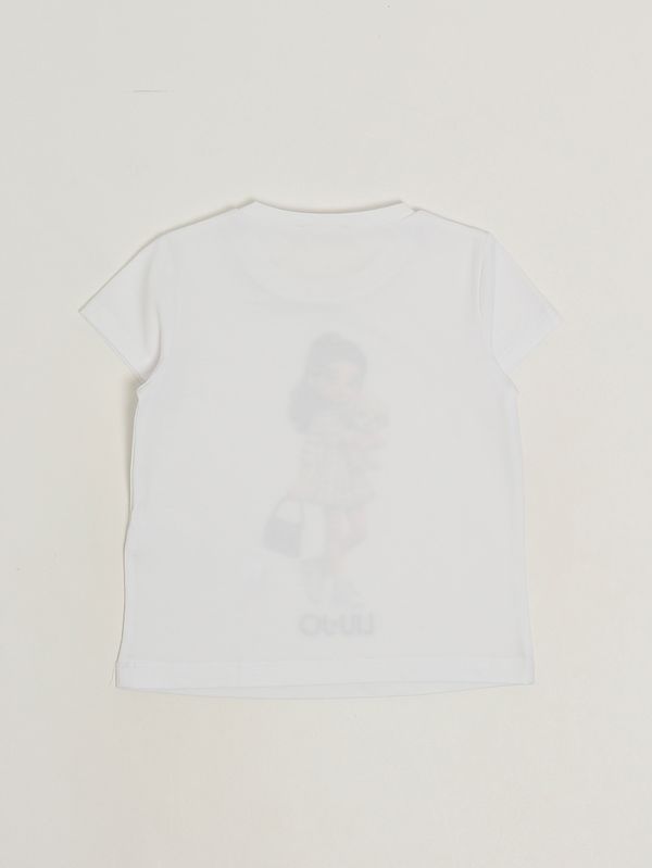 2. Camiseta de niña de algodón elástico. Blanco-Rosa Liu Jo ka6058js003