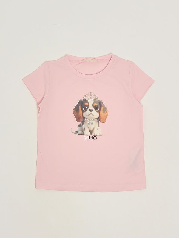 1. Mädchen-T-Shirt aus Stretch-Baumwolle Rosa Liu Jo ka6058js003