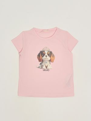 1. Camiseta de niña de algodón elástico. Rosa