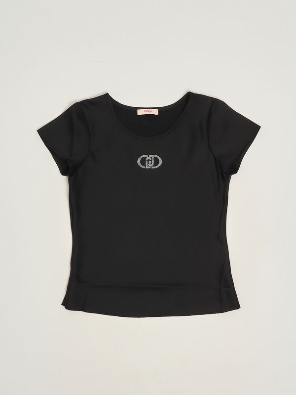 T-shirt bambina in raso Nero Liu Jo
