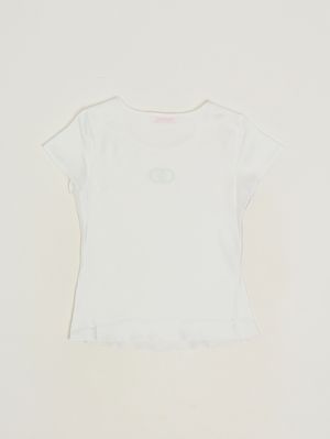 2. Girls' satin T-shirt White