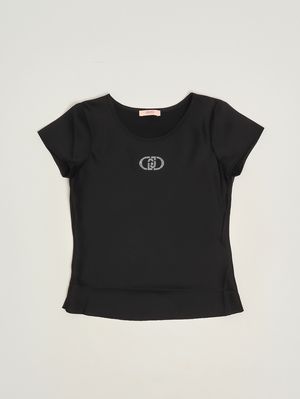 1. Girls' satin T-shirt Black