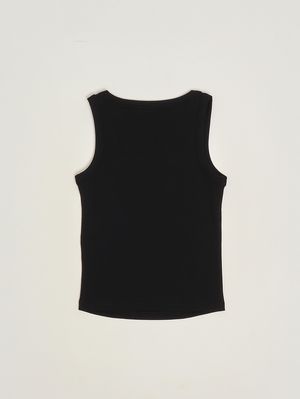 2. Top de niña de algodón elástico Negro
