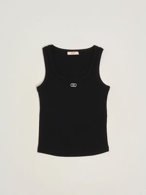 1. Top de niña de algodón elástico Negro