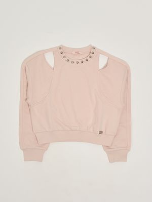 1. Sweatshirt für Mädchen aus Baumwollmix Hellrosa