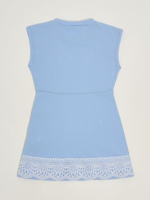 2. Abito bambina in cotone stretch Celeste
