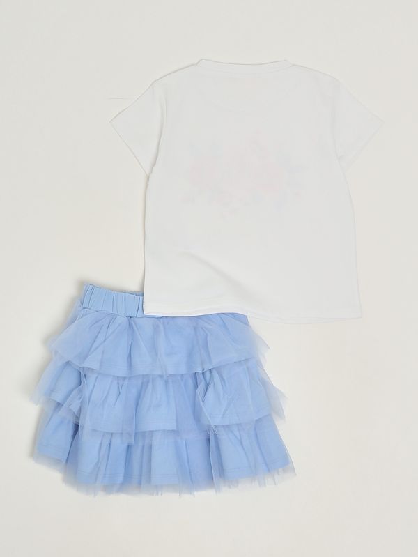 2. Mädchen-Set aus Stretch-Baumwolle Weiß-Blau Liu Jo ka6020js003