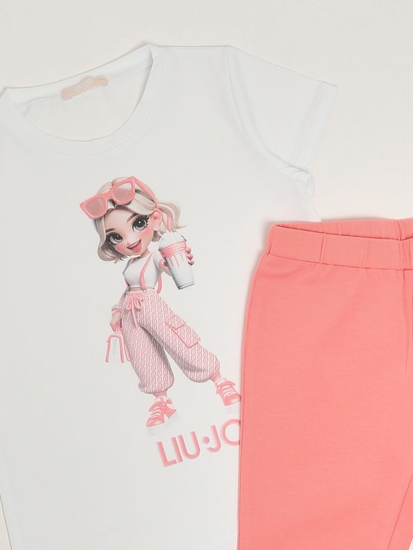 3. Mädchen-Set aus Stretch-Baumwolle Weiß-Rosa Liu Jo ka6057js003