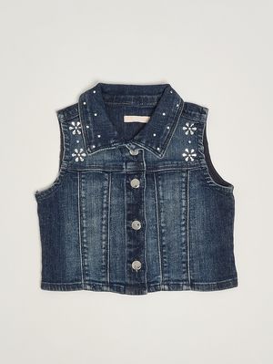 1. Mädchen-Denimweste Dunkler Denim