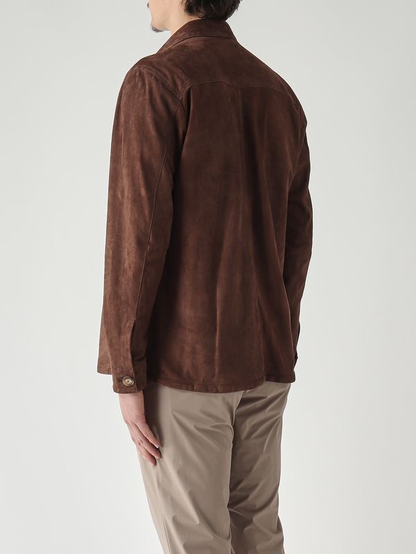 4. Sobrecamisa de hombre Urano en piel de ante afelpada Cacao Volfagli urano