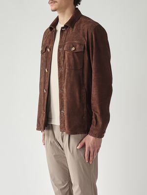 3. Sobrecamisa de hombre Urano en piel de ante afelpada Cacao