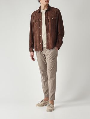 2. Sobrecamisa de hombre Urano en piel de ante afelpada Cacao