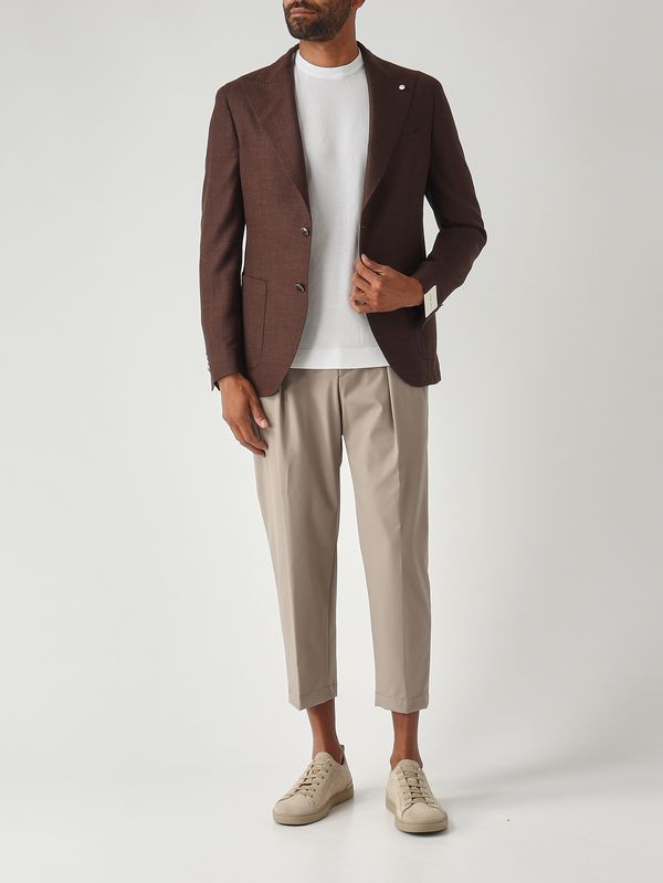 2. Blazer uomo in tessuto operato di lana e cotone Marrone L.B.M. 1911 268462259