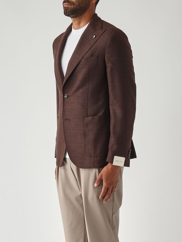 3. Blazer uomo in tessuto operato di lana e cotone Marrone L.B.M. 1911 268462259