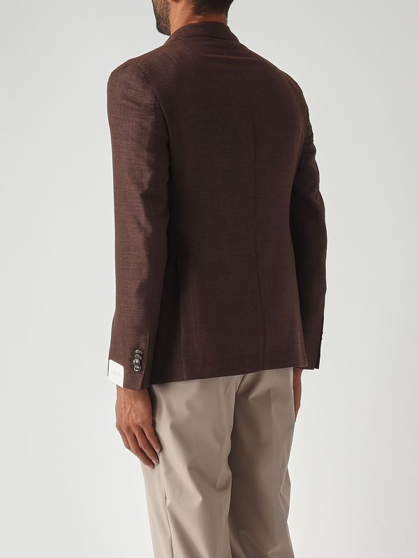 4. Blazer uomo in tessuto operato di lana e cotone Marrone L.B.M. 1911 268462259