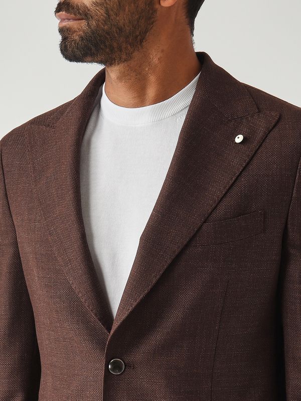 5. Blazer uomo in tessuto operato di lana e cotone Marrone L.B.M. 1911 268462259