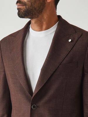 5. Blazer uomo in tessuto operato di lana e cotone Marrone
