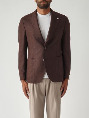 1. Blazer uomo in tessuto operato di lana e cotone Marrone