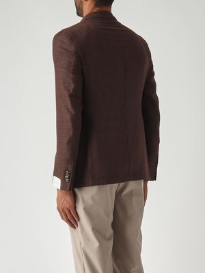 4. Blazer uomo in tessuto operato di lana e cotone Marrone