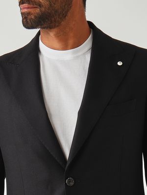 5. Americana para hombre en tejido con textura de algodón y lana virgen Negro