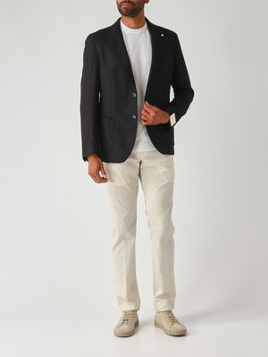 2. Americana para hombre en tejido con textura de algodón y lana virgen Negro