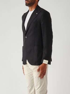 3. Americana para hombre en tejido con textura de algodón y lana virgen Negro