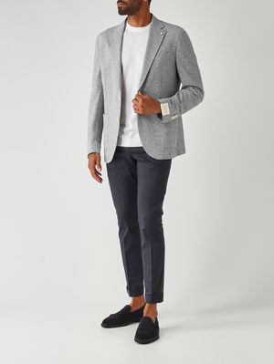 2. Blazer uomo in lino e cotone Bianco-Blu