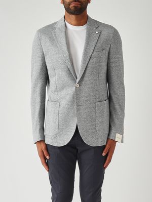 1. Blazer uomo in lino e cotone Bianco-Blu