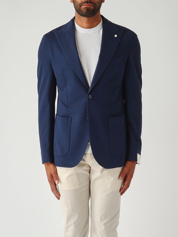 1. Men's textured cotton blazer Royal Blue L.B.M. 1911 281265202
