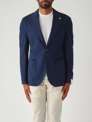 1. Men's textured cotton blazer Royal Blue