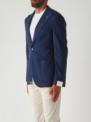 3. Men's textured cotton blazer Royal Blue