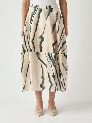1. Gonna donna Amber in lino Ecrù-Abete