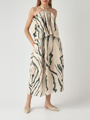 2. Gonna donna Amber in lino Ecrù-Abete